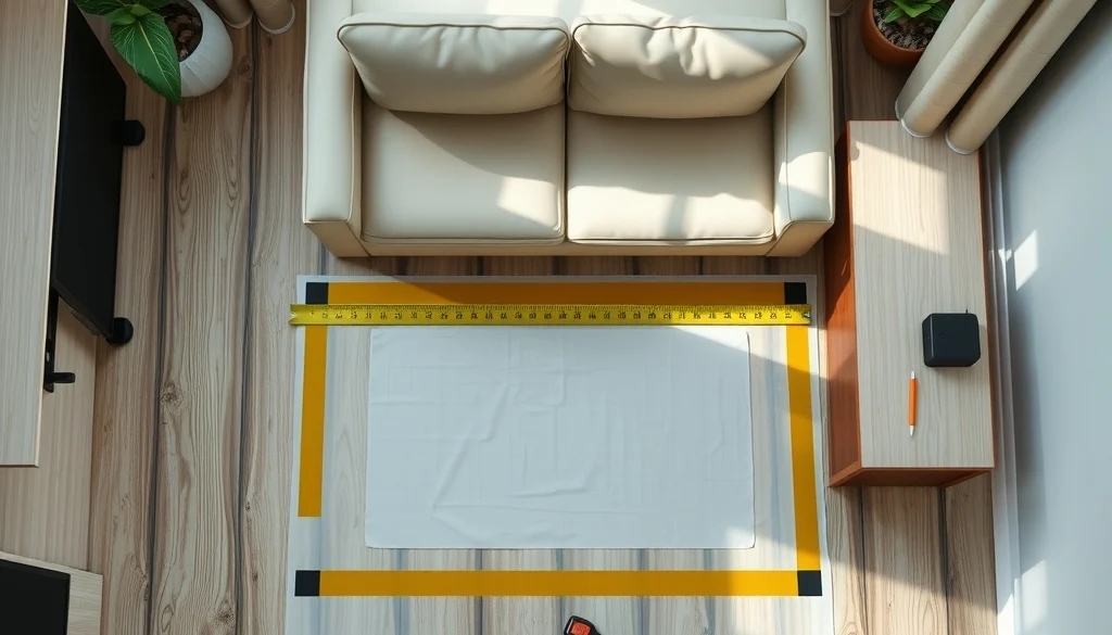 Simulasi ukuran furniture dan jalur sirkulasi di ruang tamu kecil