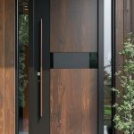 Pintu Utama Modern Industrial "Titan Walnut" – Kombinasi Kayu & Black Matte dengan Sidelight