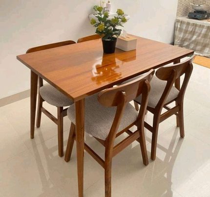 ROPAN Jok Set Meja Kursi Makan Minimalis Jati Jepara