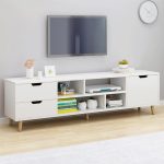 Meja TV Kayu Mahoni Gaya Minimalis Kaki Retro