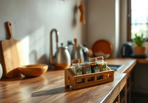 5 Rak Bumbu Dapur dari Kayu yang Bikin Dapur Lebih Rapi