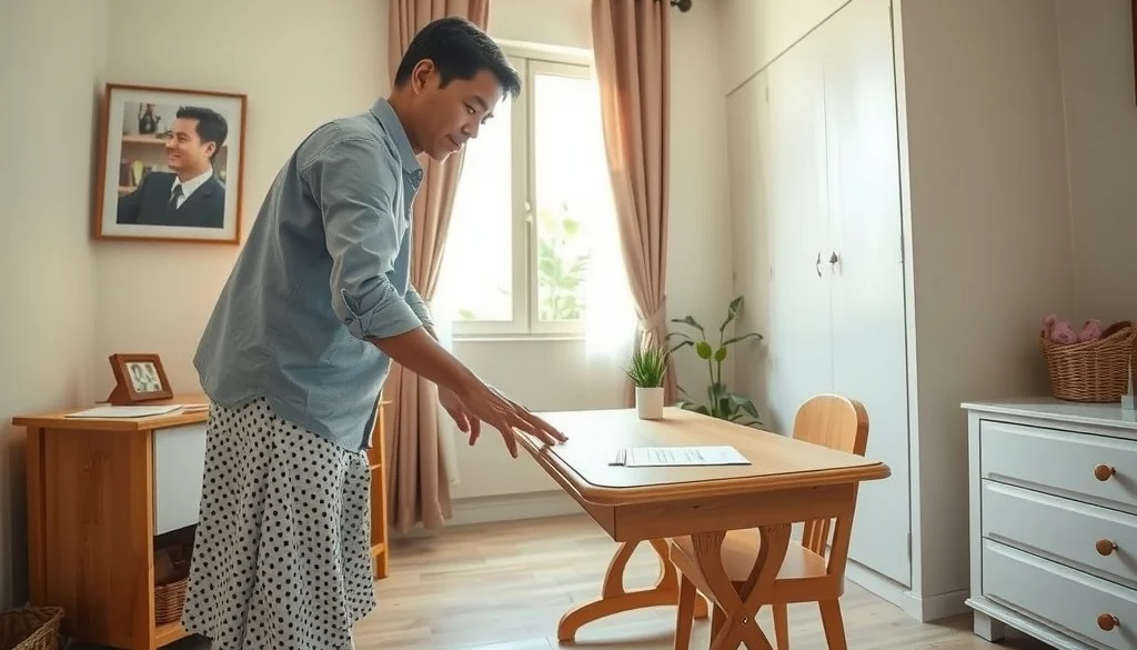 Meja belajar anak dengan edging dekoratif membulat dan sudut yang aman