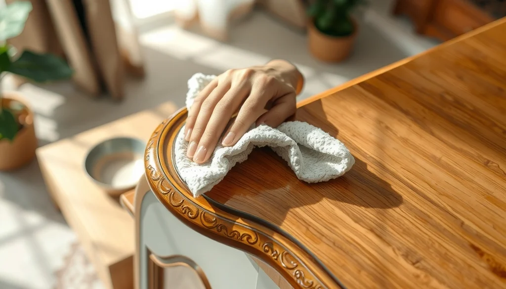 Cara membersihkan edging dekoratif kayu dengan kain lembut