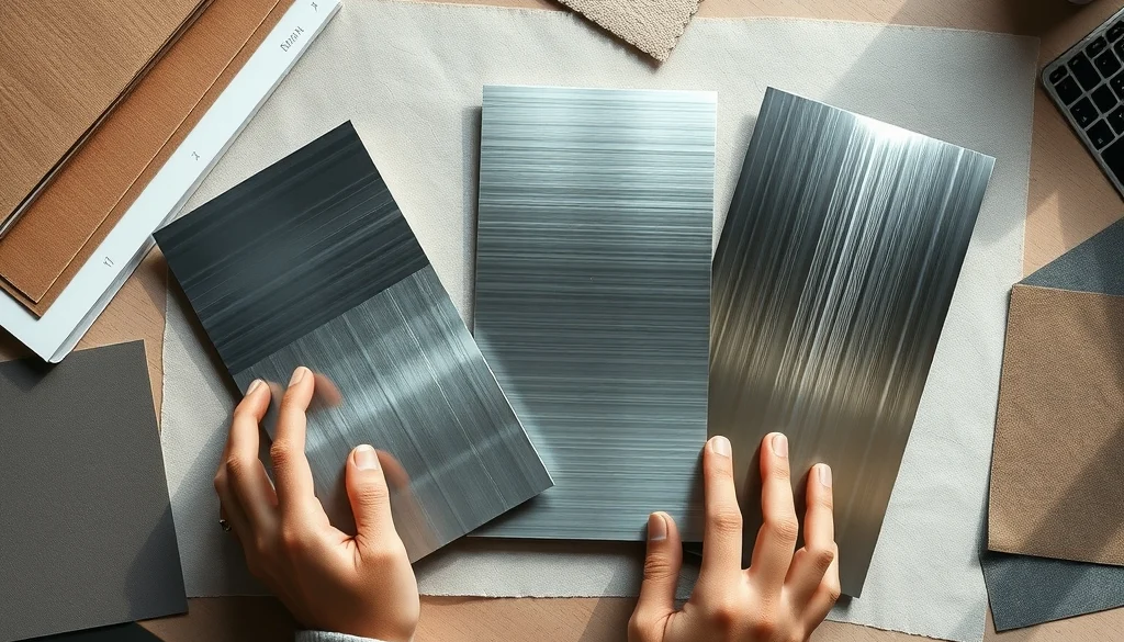 Perbandingan sampel finishing stainless steel brushed, satin, dan mirror