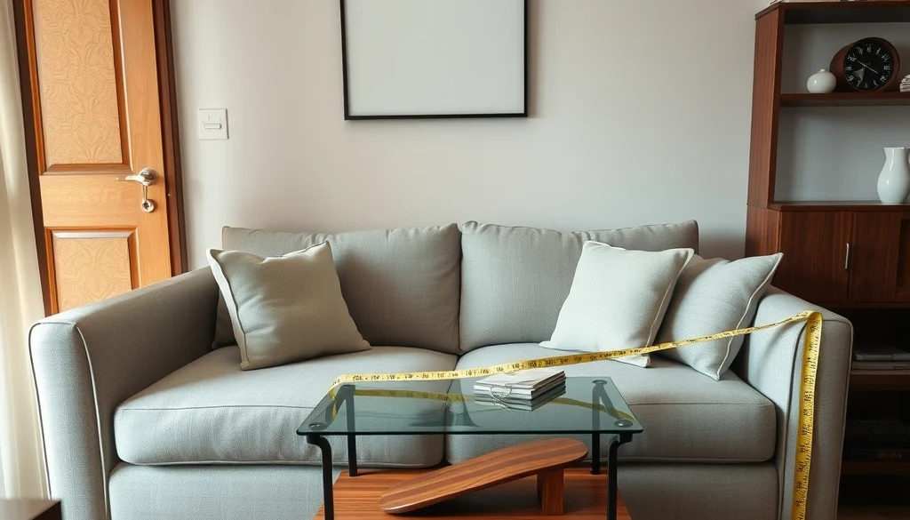 Sofa dua dudukan dan meja ramping yang sesuai untuk ruang type 36