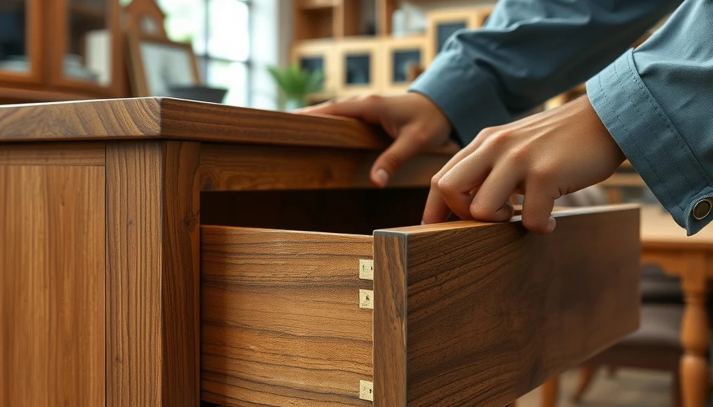 Pemeriksaan kualitas sambungan dan laci furniture sebelum membeli