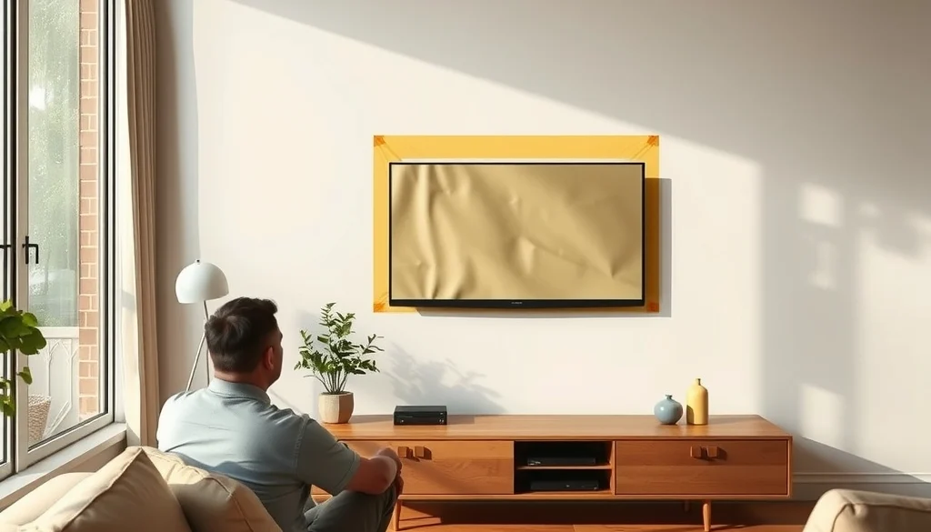 Simulasi tinggi televisi dari posisi duduk sebelum membeli rak TV