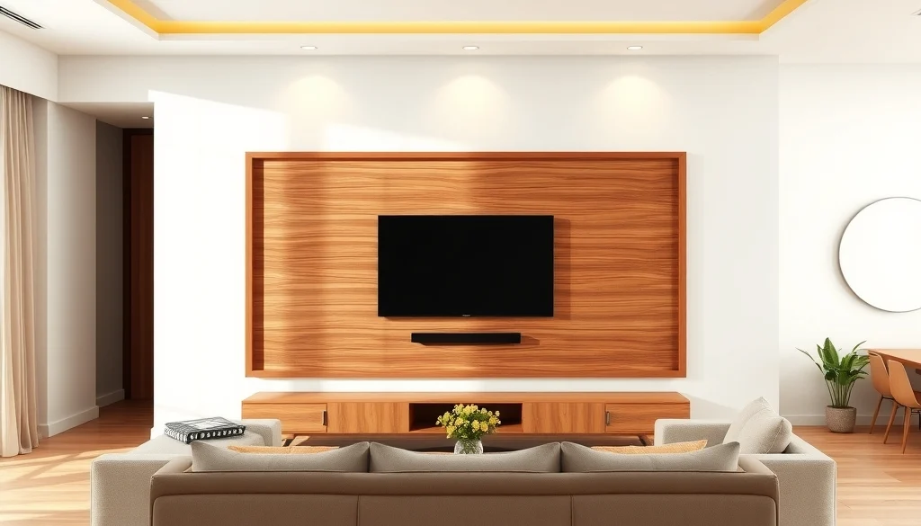 wall panel TV kayu