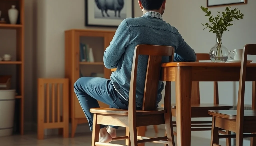 Posisi duduk ergonomis saat mencoba kursi makan di rumah