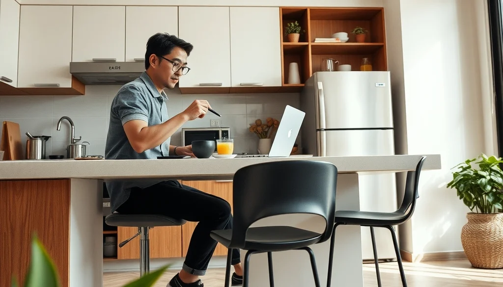 Postur ergonomis saat menggunakan kitchen bar untuk makan dan bekerja ringan