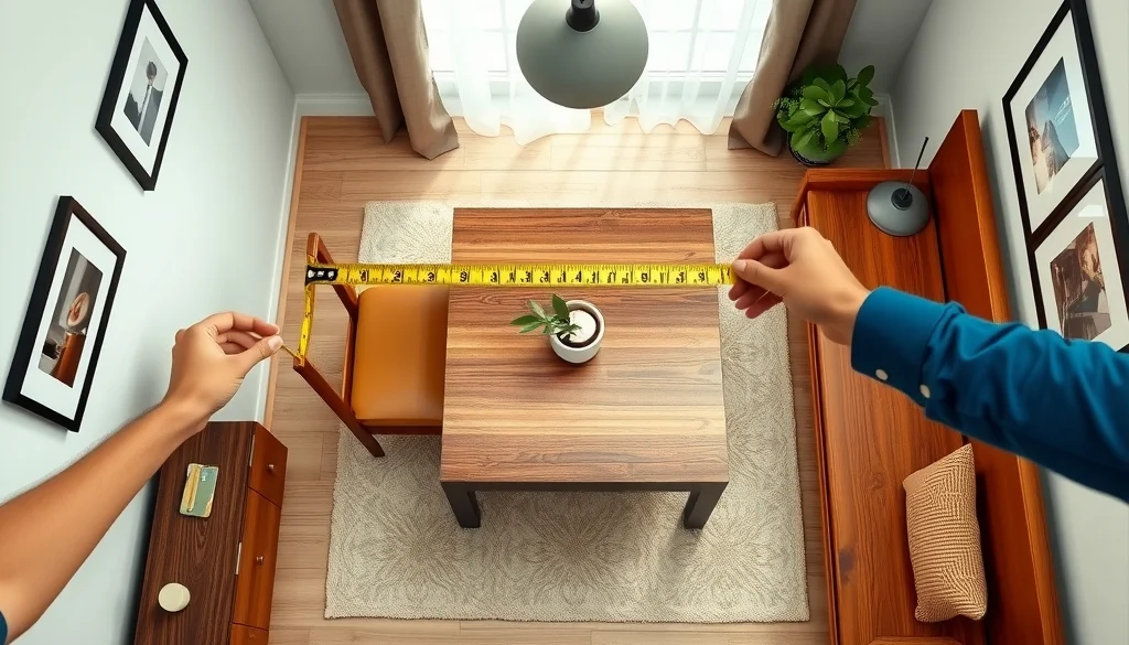 Pengukuran dining bench dan jalur jalan di sekitar meja makan
